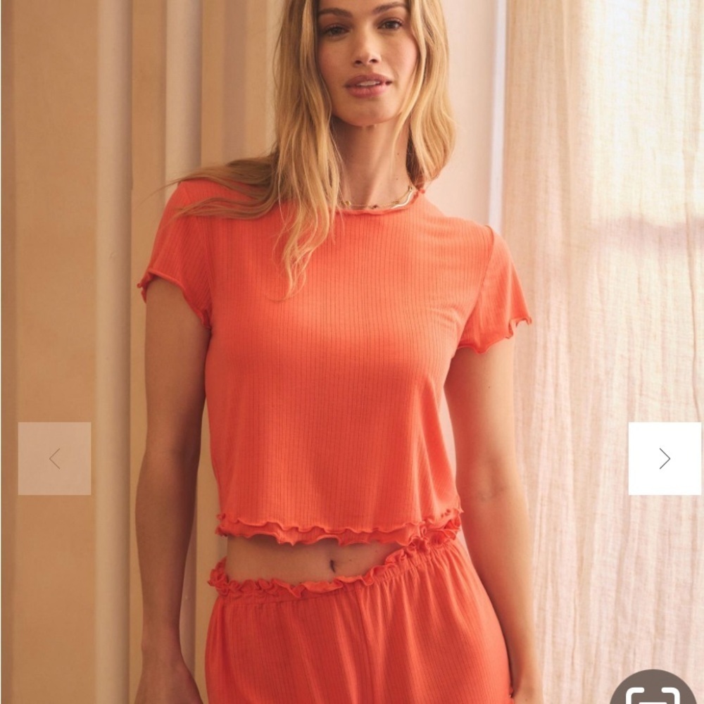 Anthropologie Women’s Lettuce-Hem Coral Orange Shorts SZ - Picture 3 of 8
